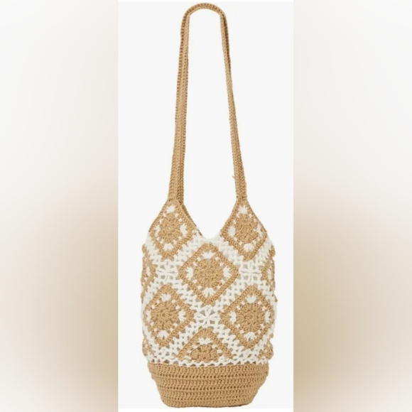 URBAN ORIGINALS Mini Sunflower Crochet Tote Bag -NWT - Sand - Picture 1 of 4